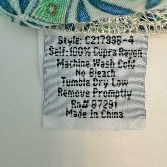 Johnny Was Tunic Blouse Top Floral Geometric Light Green | S Oversized - Picture 13 of 13